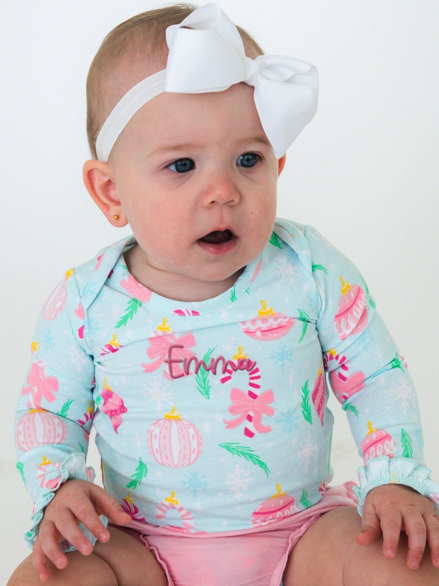 Baby Girls Ornament Dreams Knit Long Sleeve Ruffle Bodysuit