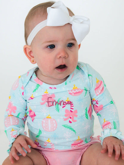 Baby Girls Ornament Dreams Knit Long Sleeve Ruffle Bodysuit