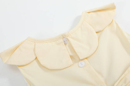 Yellow Petal Collared Smocked Dress