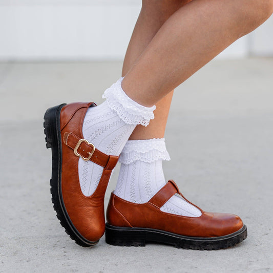 Lace Bobby Socks - White