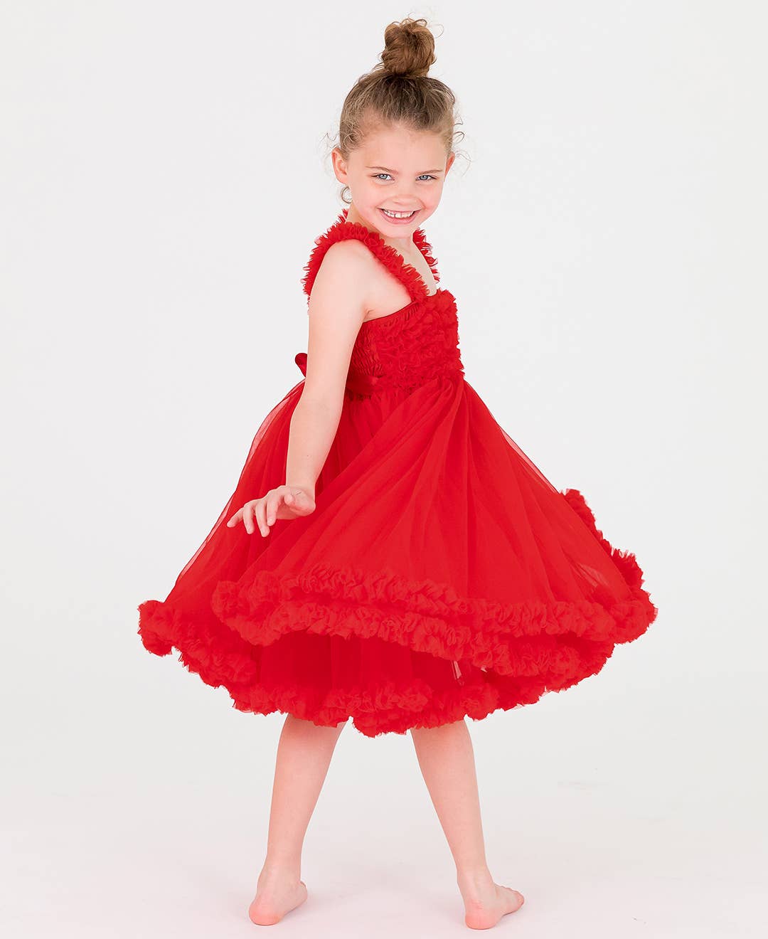 Girls Red Tulle Sleeveless Princess Petti Dress