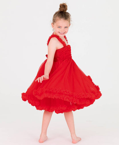 Girls Red Tulle Sleeveless Princess Petti Dress