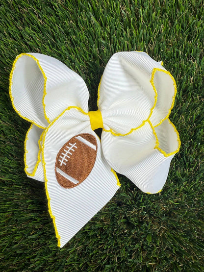 Football Embroidered Moonstitch Hair Bow