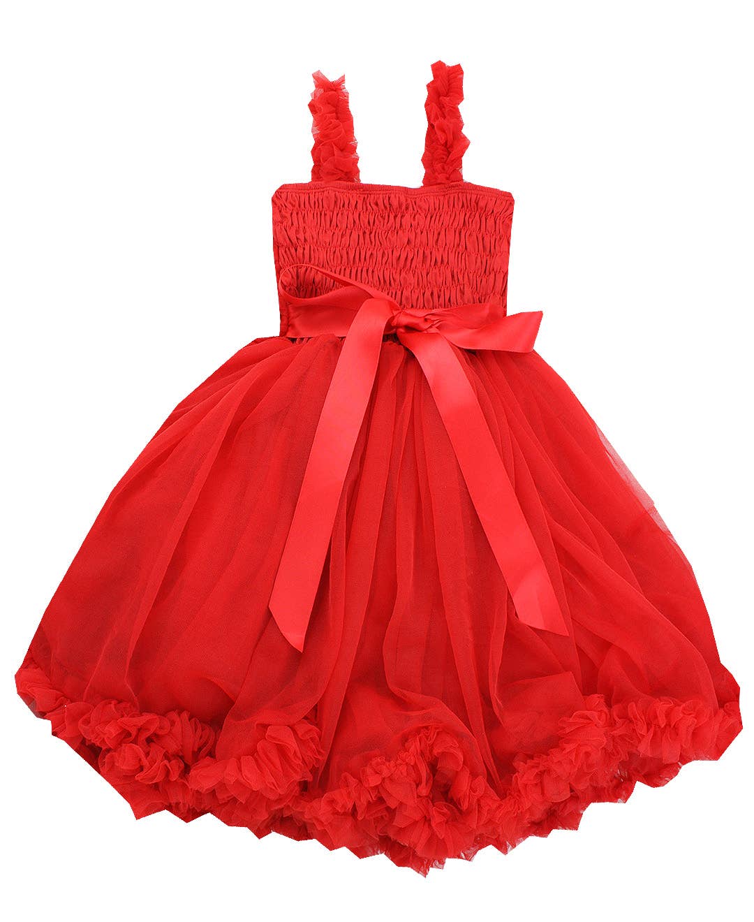 Girls Red Tulle Sleeveless Princess Petti Dress