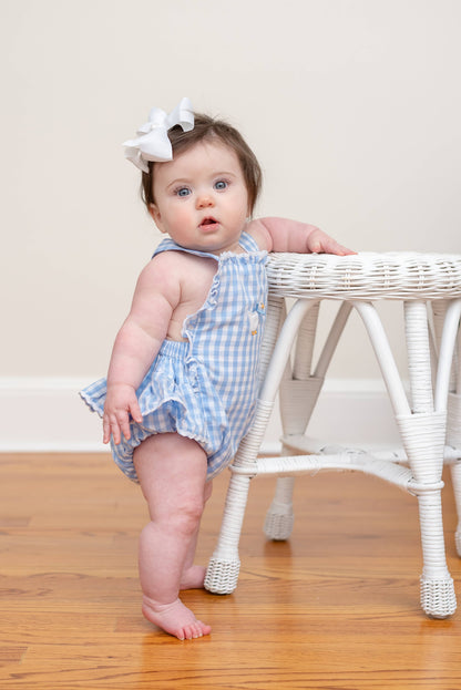 Blue Gingham Goose Romper