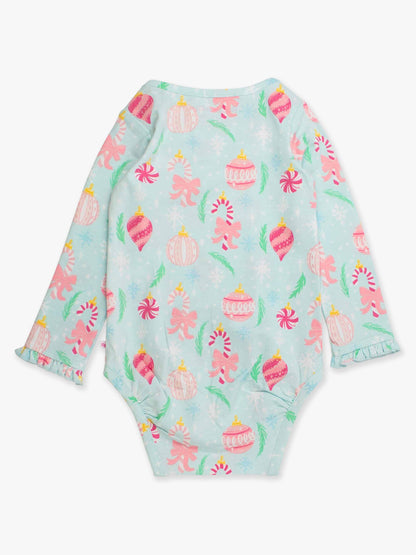 Baby Girls Ornament Dreams Knit Long Sleeve Ruffle Bodysuit