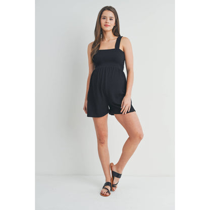 Ribbed Smocked Maternity Knit Romper