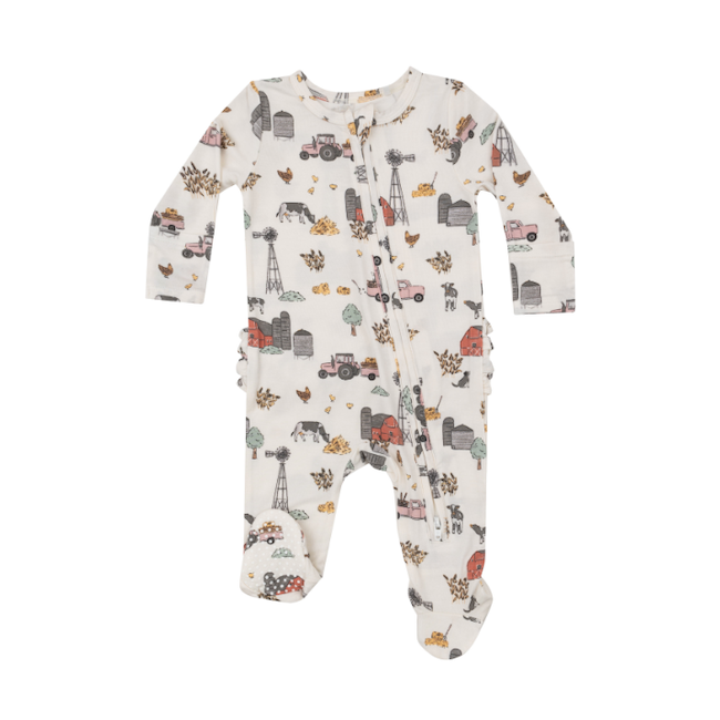 Footie Zippered One Piece - Farm