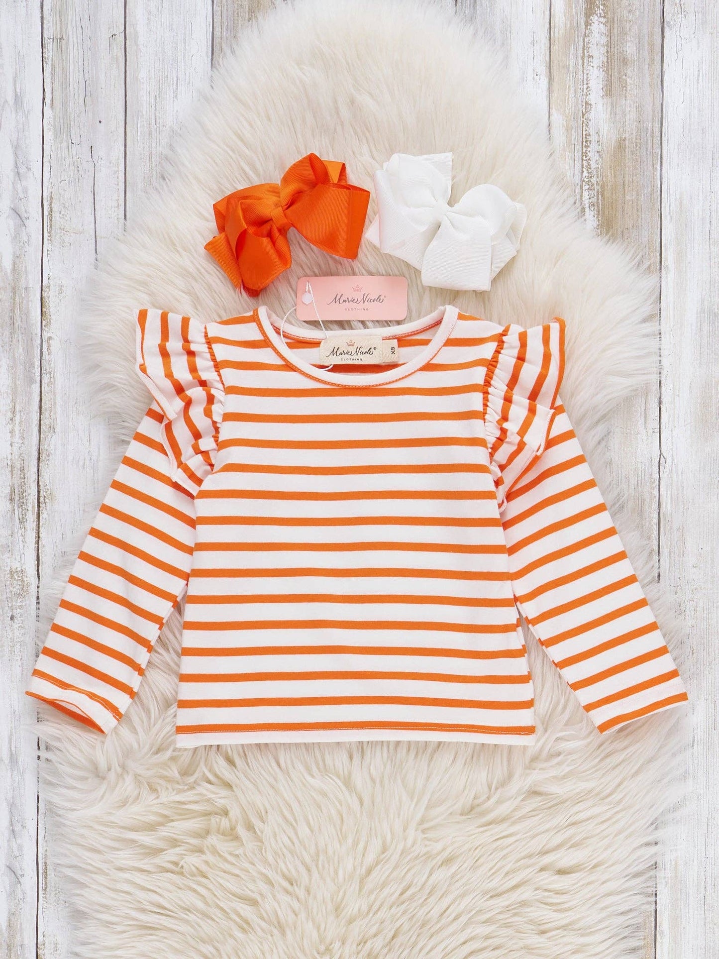 Ghostly Orange Stripes Denim Skirtall Set