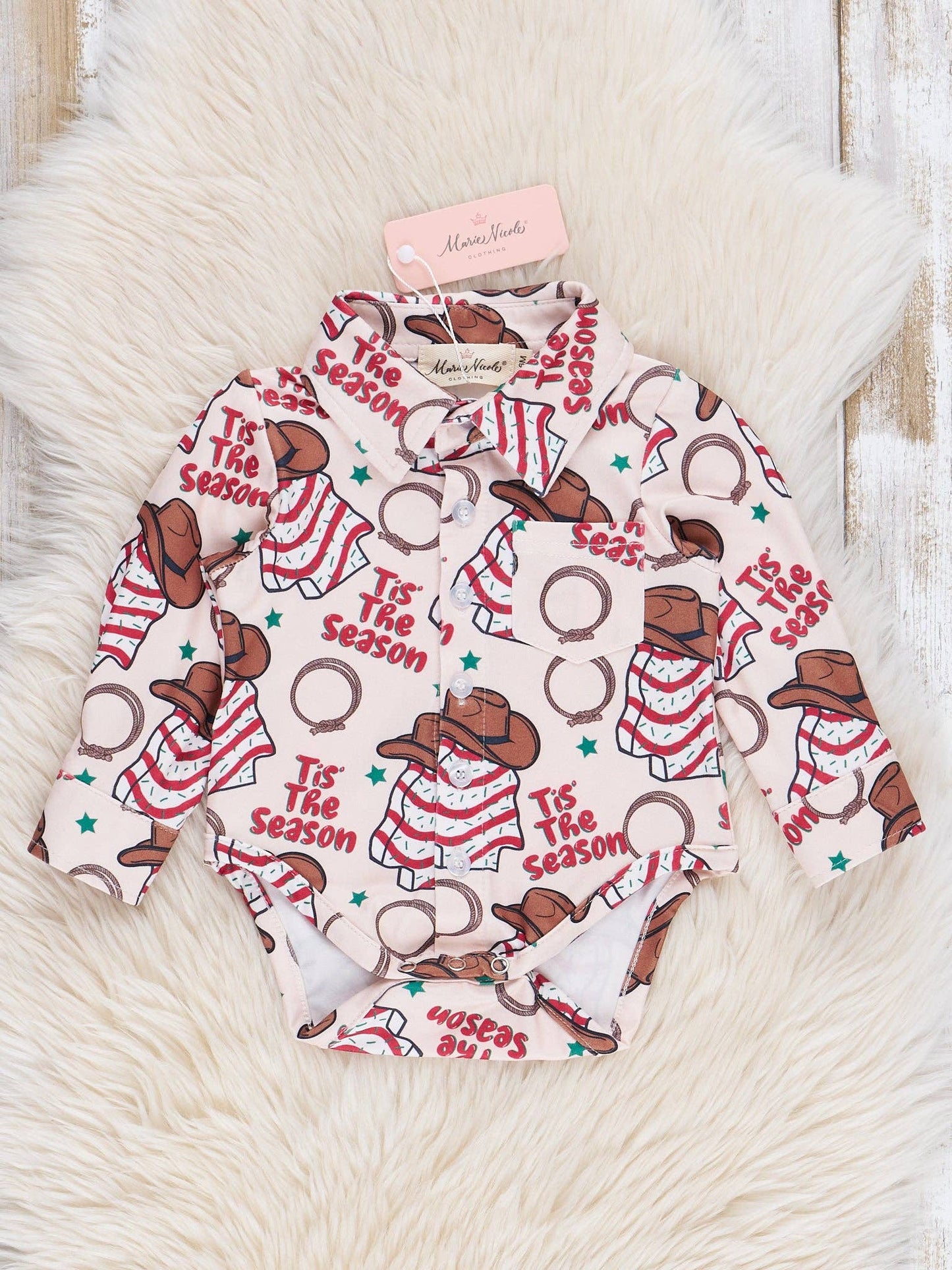 Cowboy Christmas Button-Up Bubble