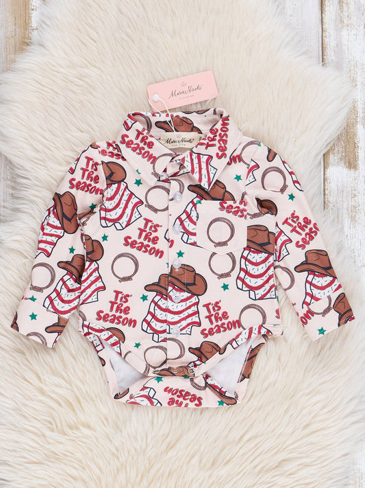 Cowboy Christmas Button-Up Bubble