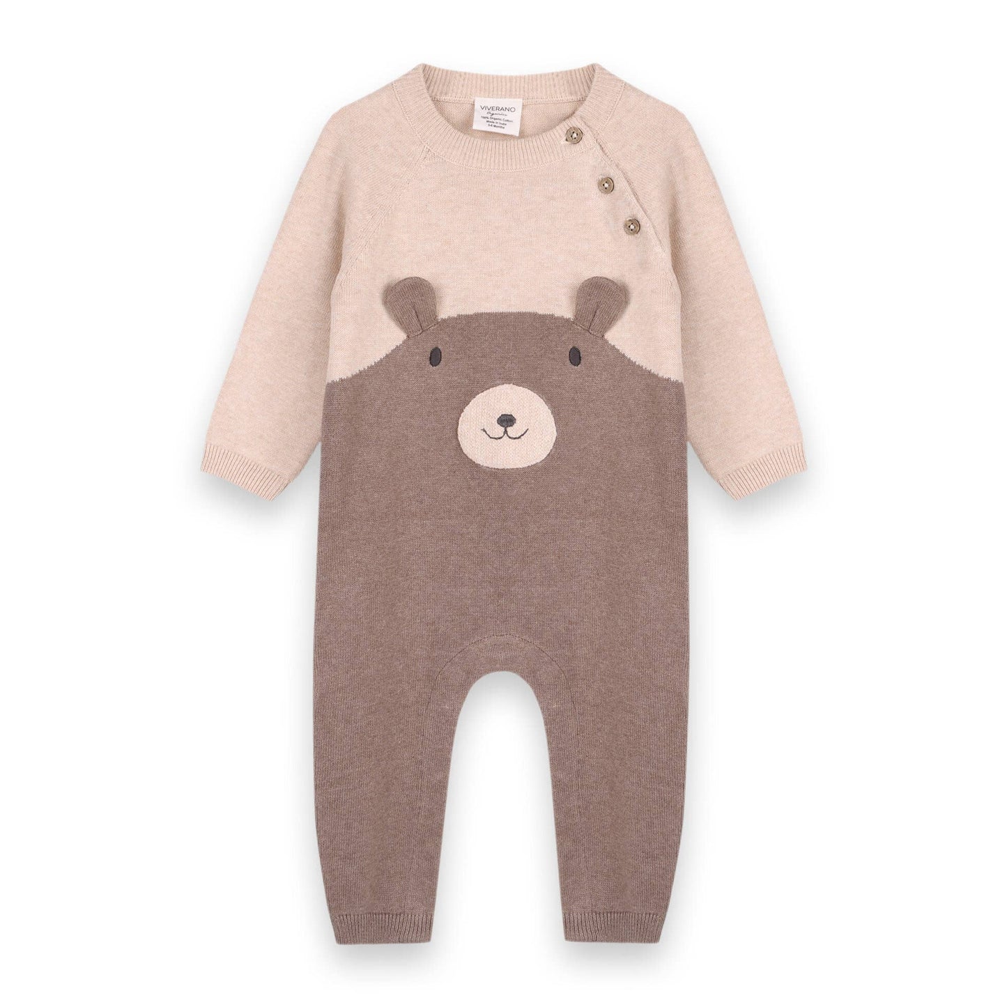 Cuddly Bear Embroidered Sweater Knit Baby Jumpsuit