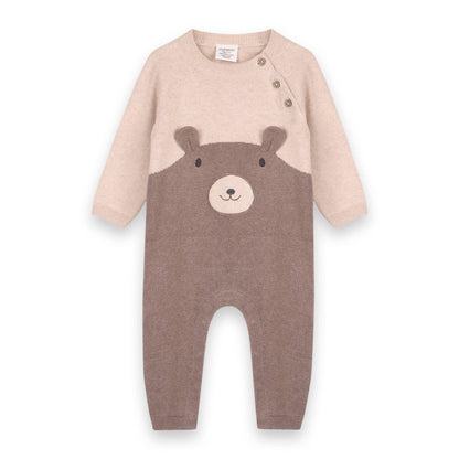 Cuddly Bear Embroidered Sweater Knit Baby Jumpsuit