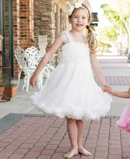 Girls White Tulle Sleeveless Princess Petti Dress