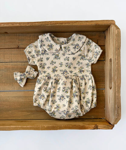 Floral Bubble Romper + Bow