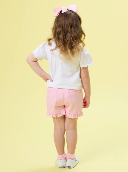 Toddler Girls Pink Ruffle Trim Woven Shorts