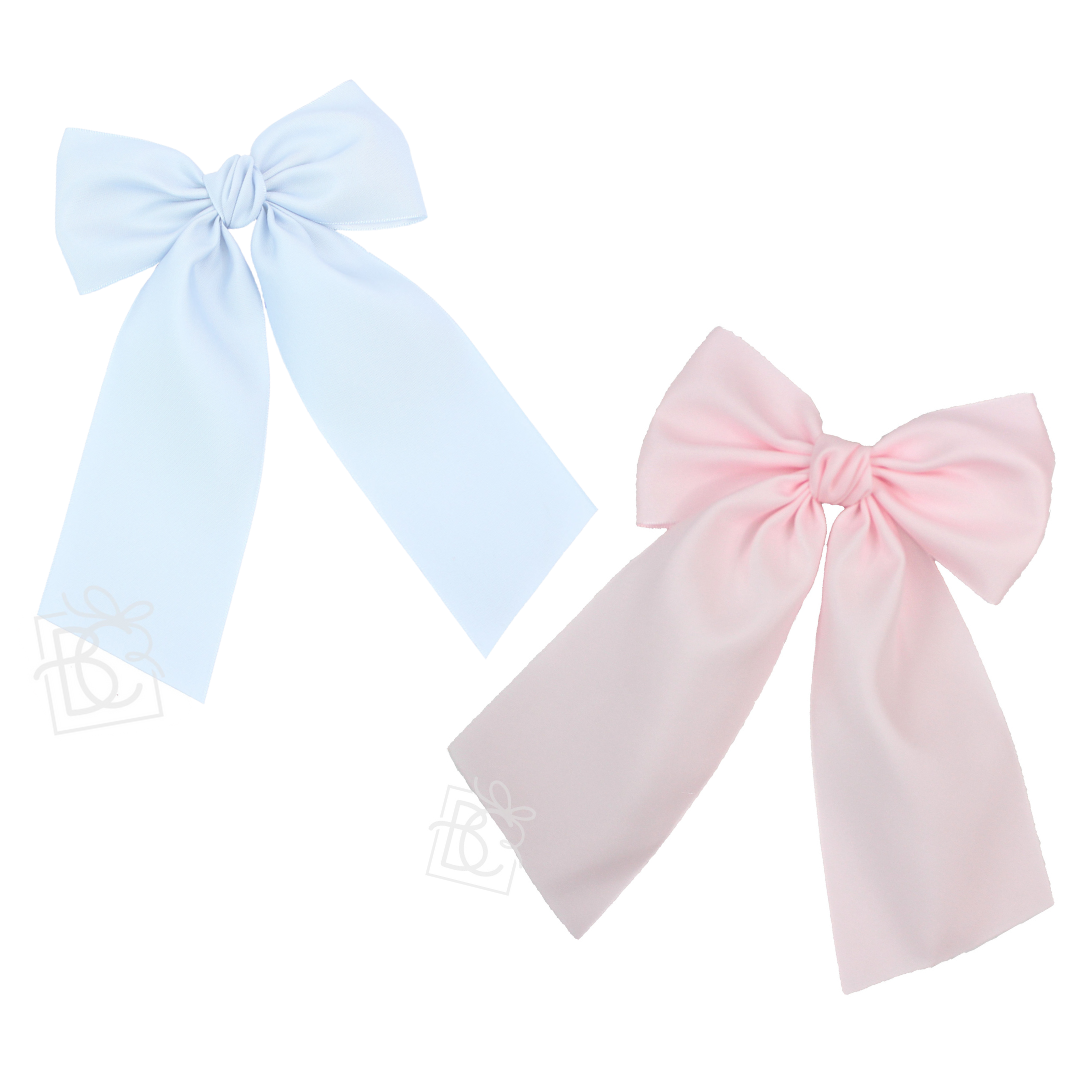 Opaque Satin Bow w/Tails on Alligator Clip