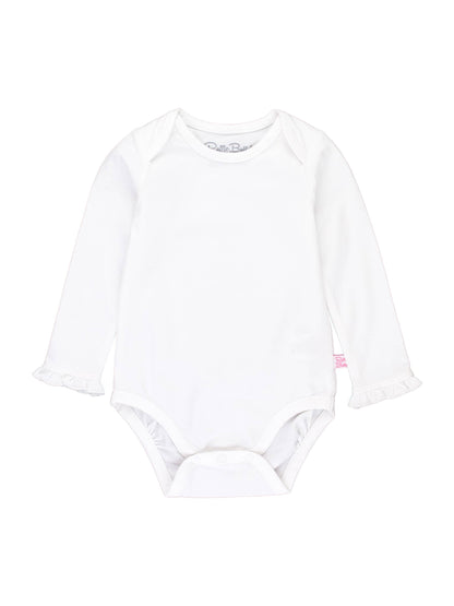 Baby Girls White Knit Long Sleeve Ruffle Bodysuit