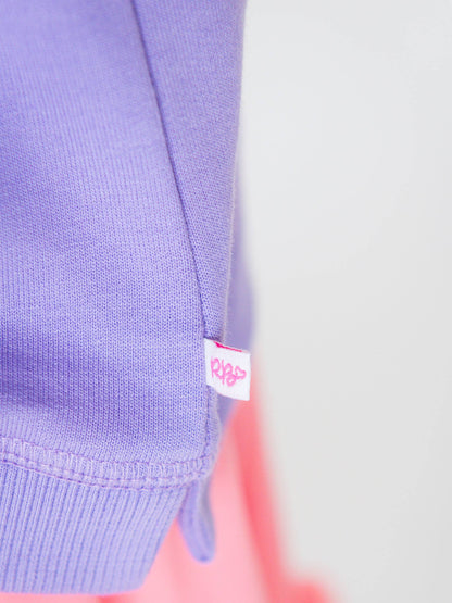 Girls Purple Twinkling Tree Bow Applique Flutter Sweatshirt