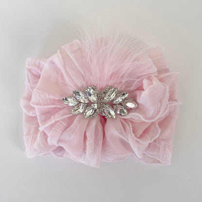 Fancy Feather Ruffled Headband