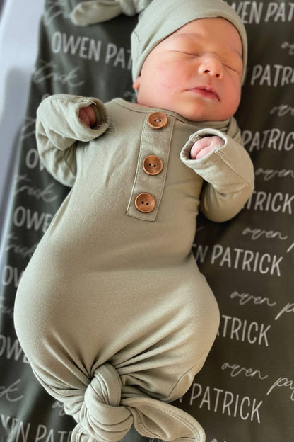 Solid Moss Bamboo Baby Knot Gown only