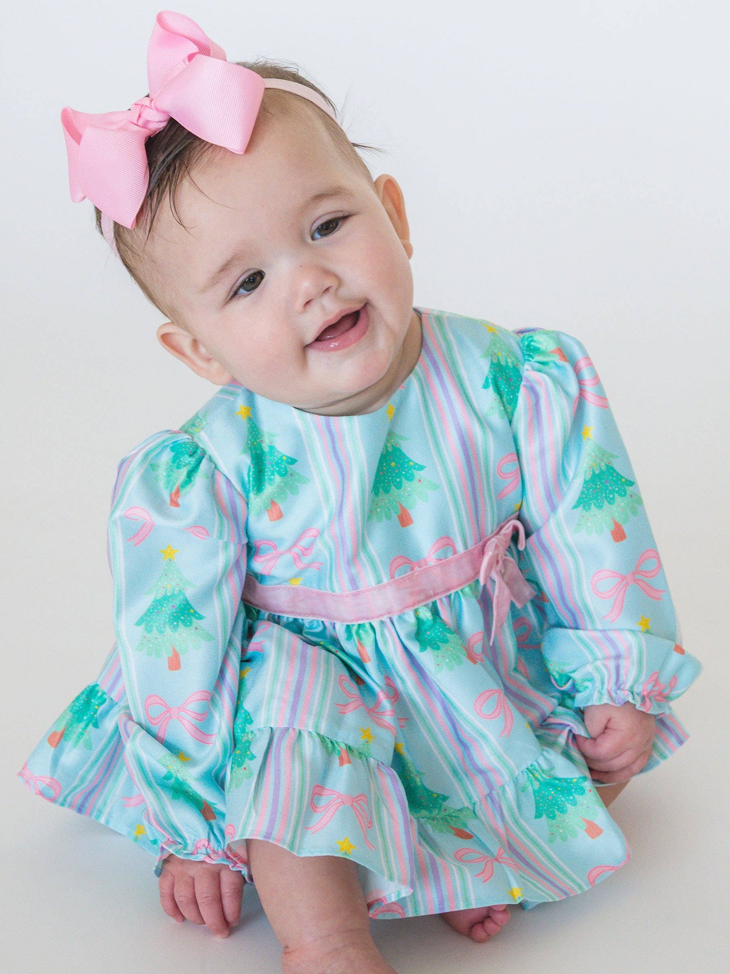 Baby Girls Merry Bow Dreams Satin Ruffle Bow Swing Top & Bloomer Set