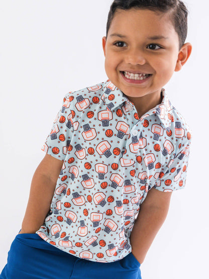 Boys Basketball Star Short Sleeve Polo