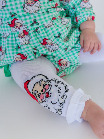 Girls Santa Joy Patterned Footless Ruffle Tights