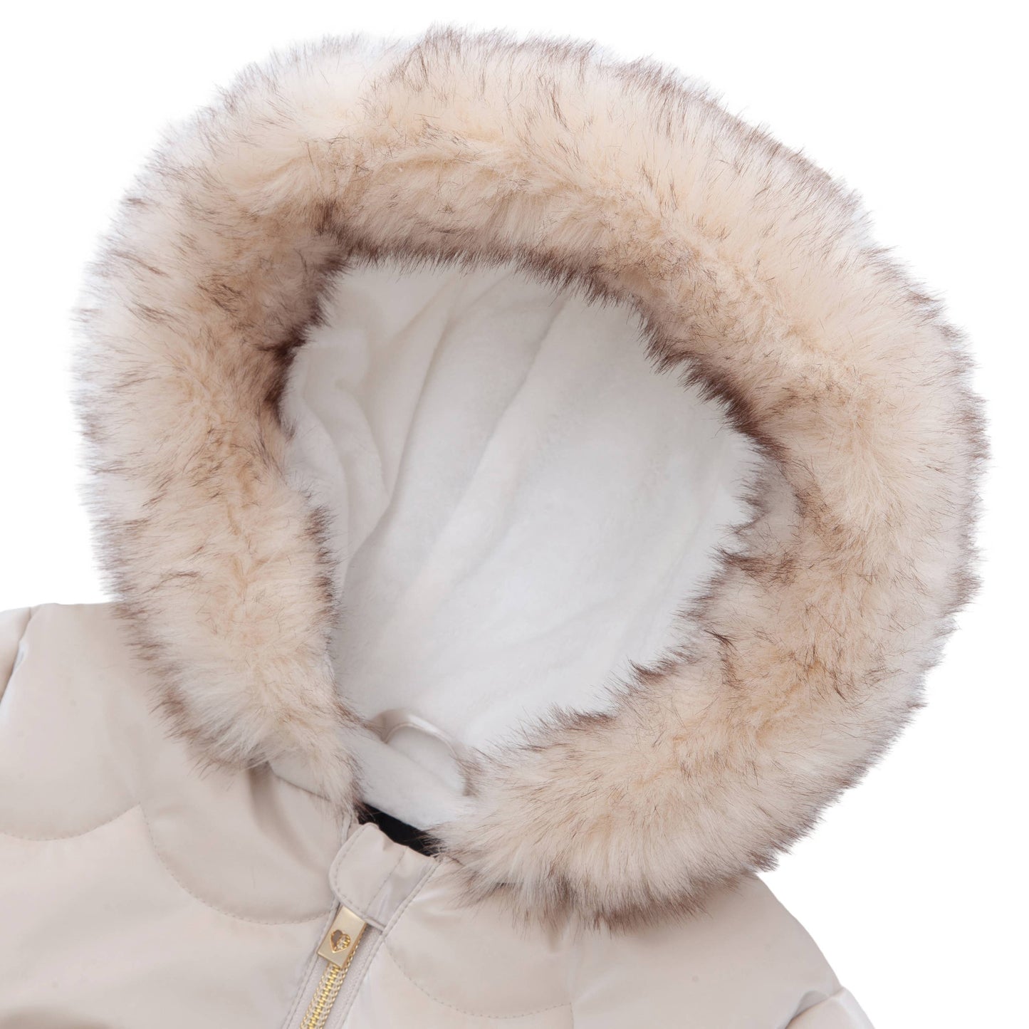 Toddler Girls' Glossy Coat Mini Fur Lined Jacket