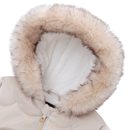 Toddler Girls' Glossy Coat Mini Fur Lined Jacket