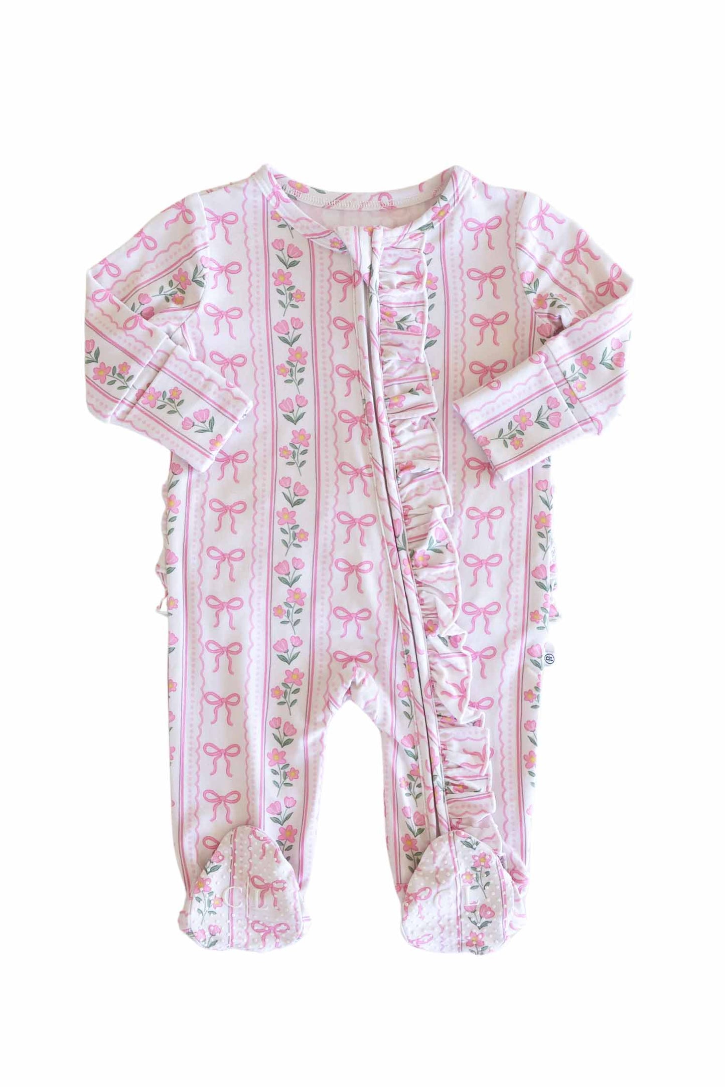 Ruffle Zipper Footie | Coquette Garden
