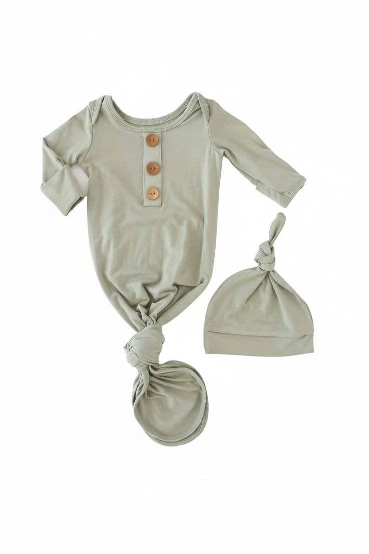 Solid Moss Bamboo Baby Knot Gown only