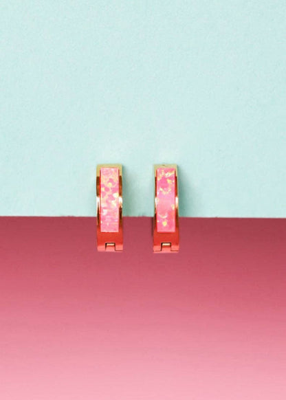 Neon Pink Opal Huggies