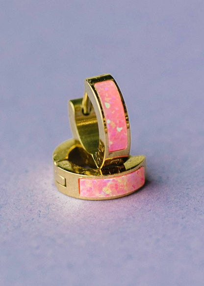 Neon Pink Opal Huggies