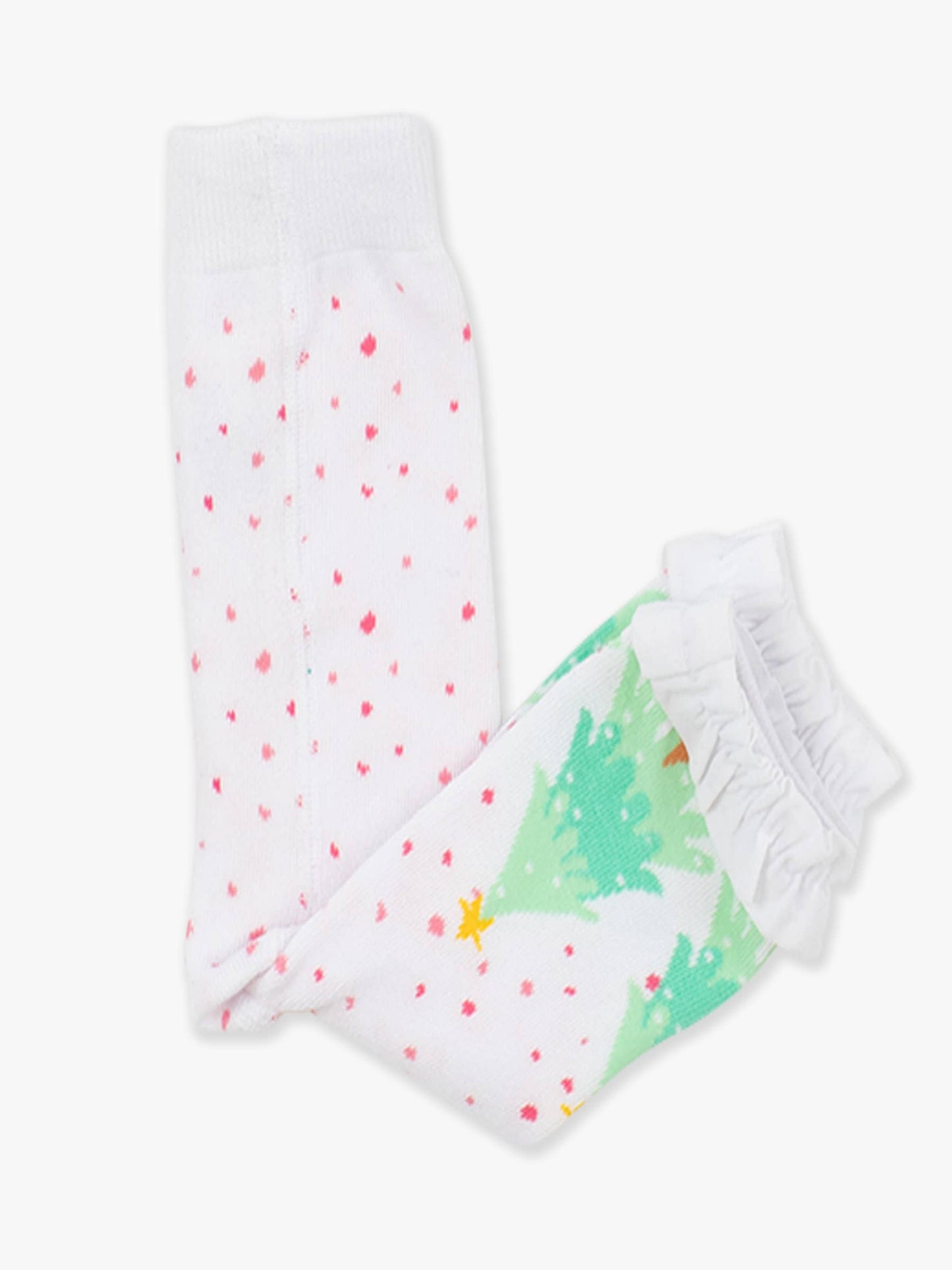 Girls Polka Dot Trees Patterned Footless Ruffle Tights