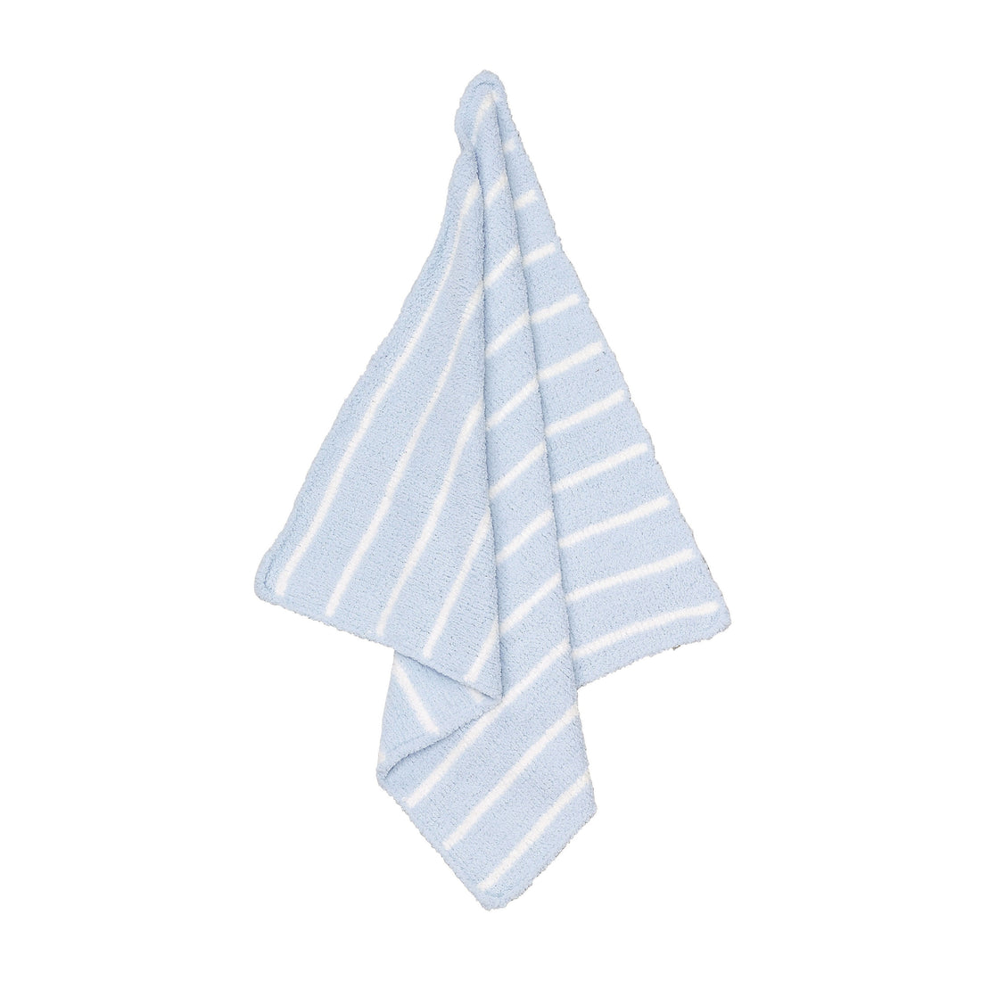 Chenille Blanket - Light Blue & Ivory Stripe