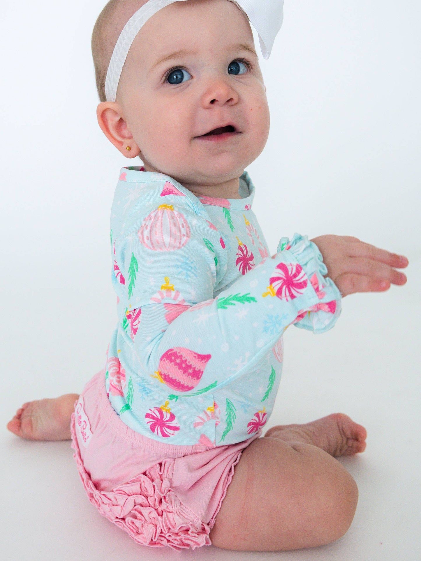 Baby Girls Ornament Dreams Knit Long Sleeve Ruffle Bodysuit