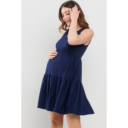 Ruffle Hem Sleeveless Maternity V-Neck Mini Dress