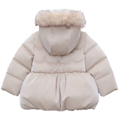 Toddler Girls' Glossy Coat Mini Fur Lined Jacket