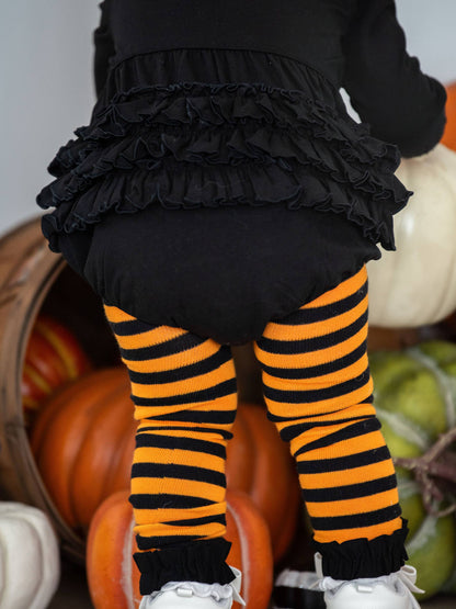 Baby Girls Black Knit Long Sleeve Flutter Bubble Romper