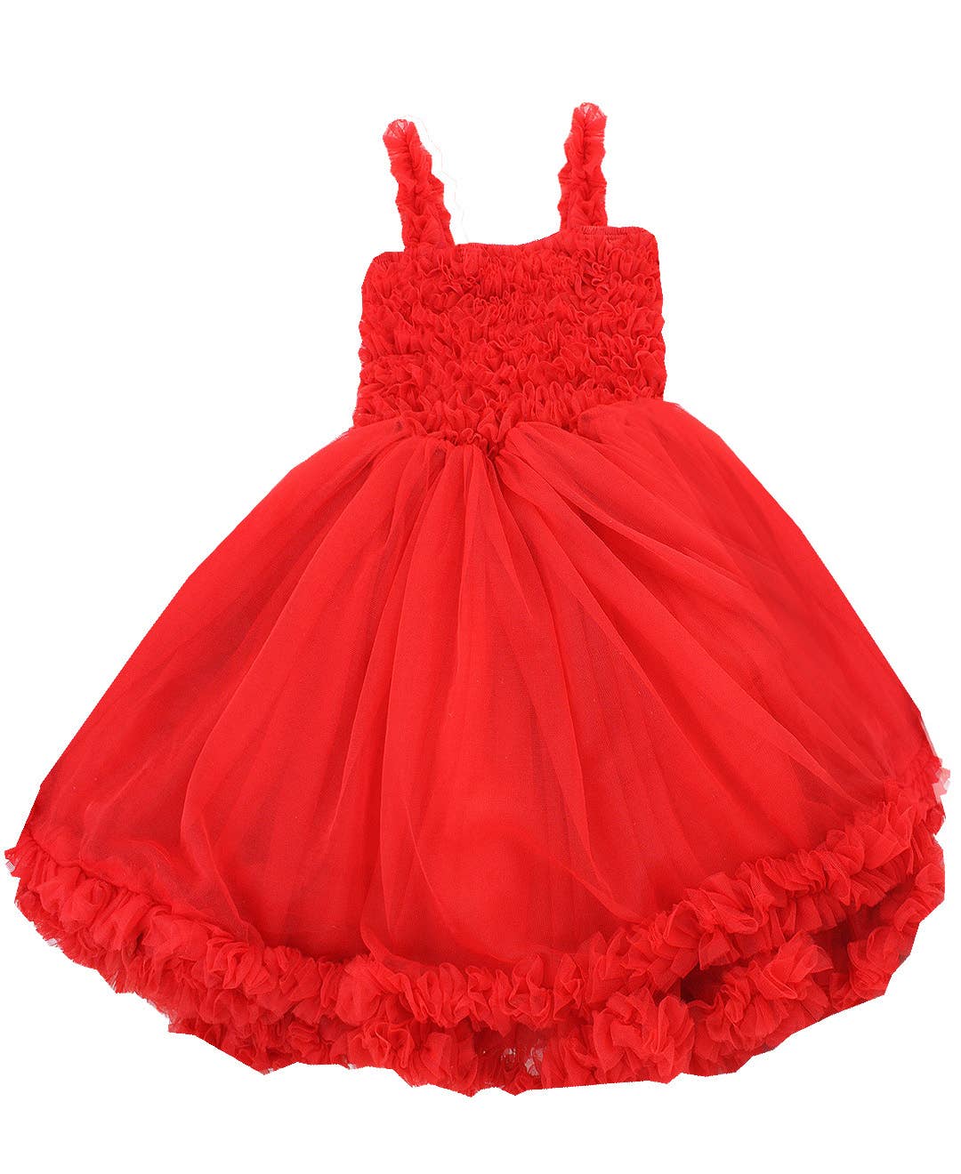 Girls Red Tulle Sleeveless Princess Petti Dress