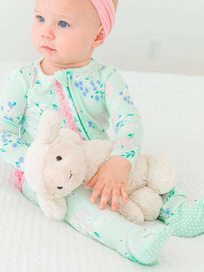 Mint Meadow Footed Ruffle One Piece Pajama