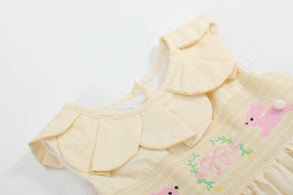 Yellow Petal Collared Smocked Dress