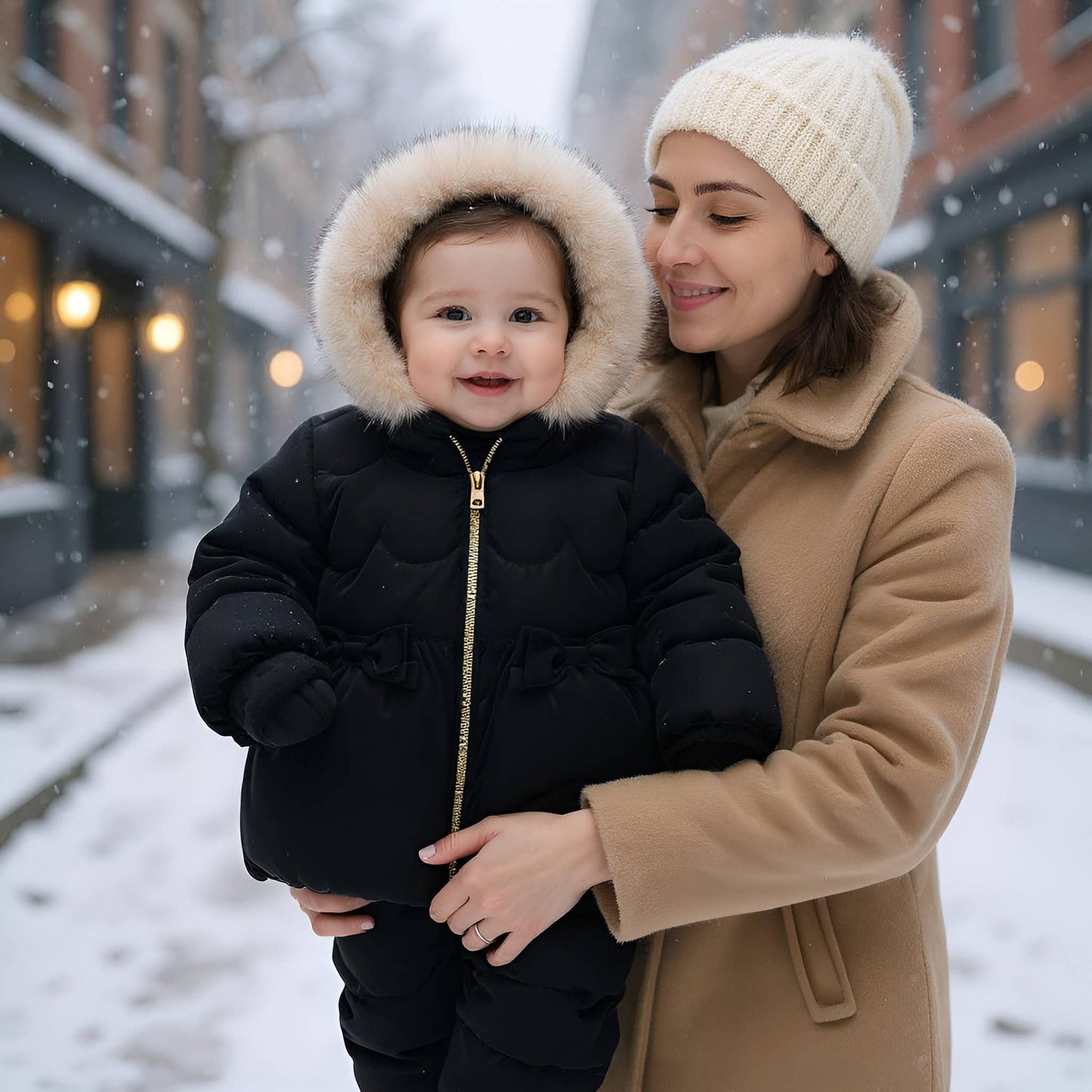 Toddler Girls' Glossy Coat Mini Fur Lined Jacket