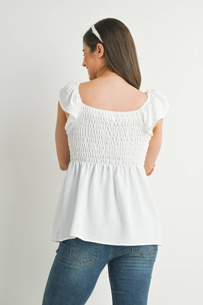 Flutter Sleeve Smocked Maternity Top