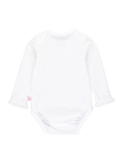 Baby Girls White Knit Long Sleeve Ruffle Bodysuit