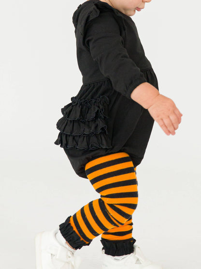 Baby Girls Black Knit Long Sleeve Flutter Bubble Romper