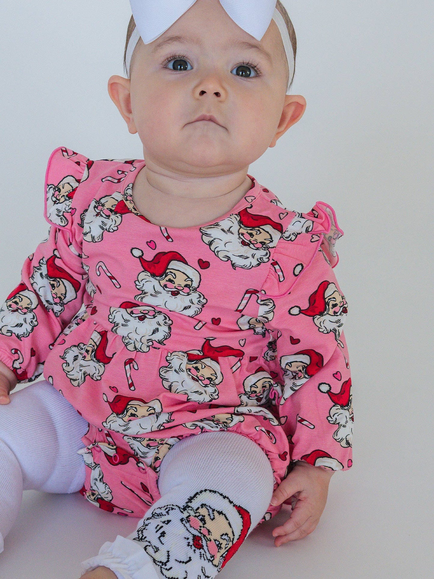 Girls Santa Joy Patterned Footless Ruffle Tights