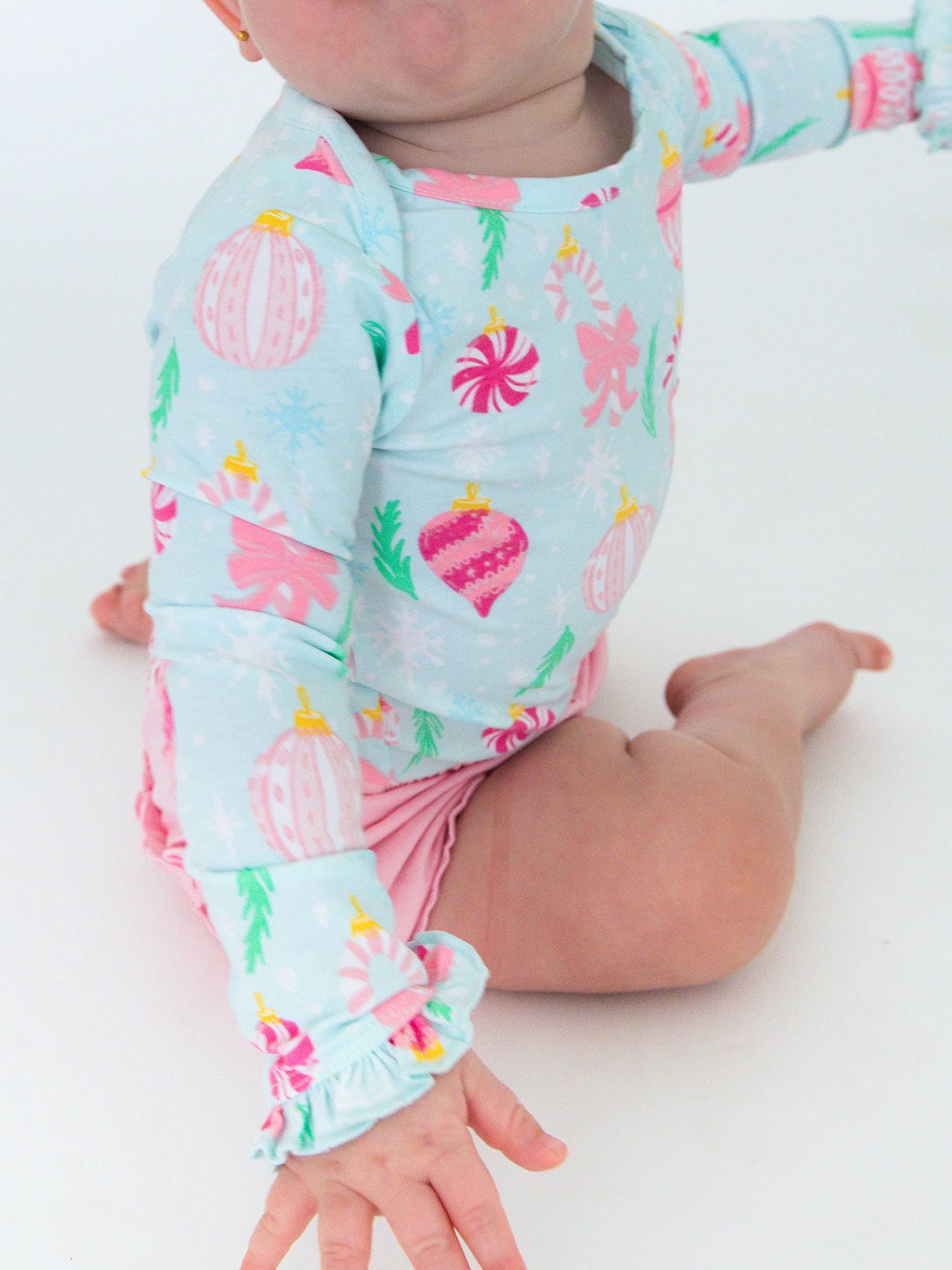 Baby Girls Ornament Dreams Knit Long Sleeve Ruffle Bodysuit