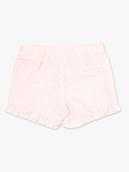 Toddler Girls Pink Seersucker Ruffle Trim Woven Shorts